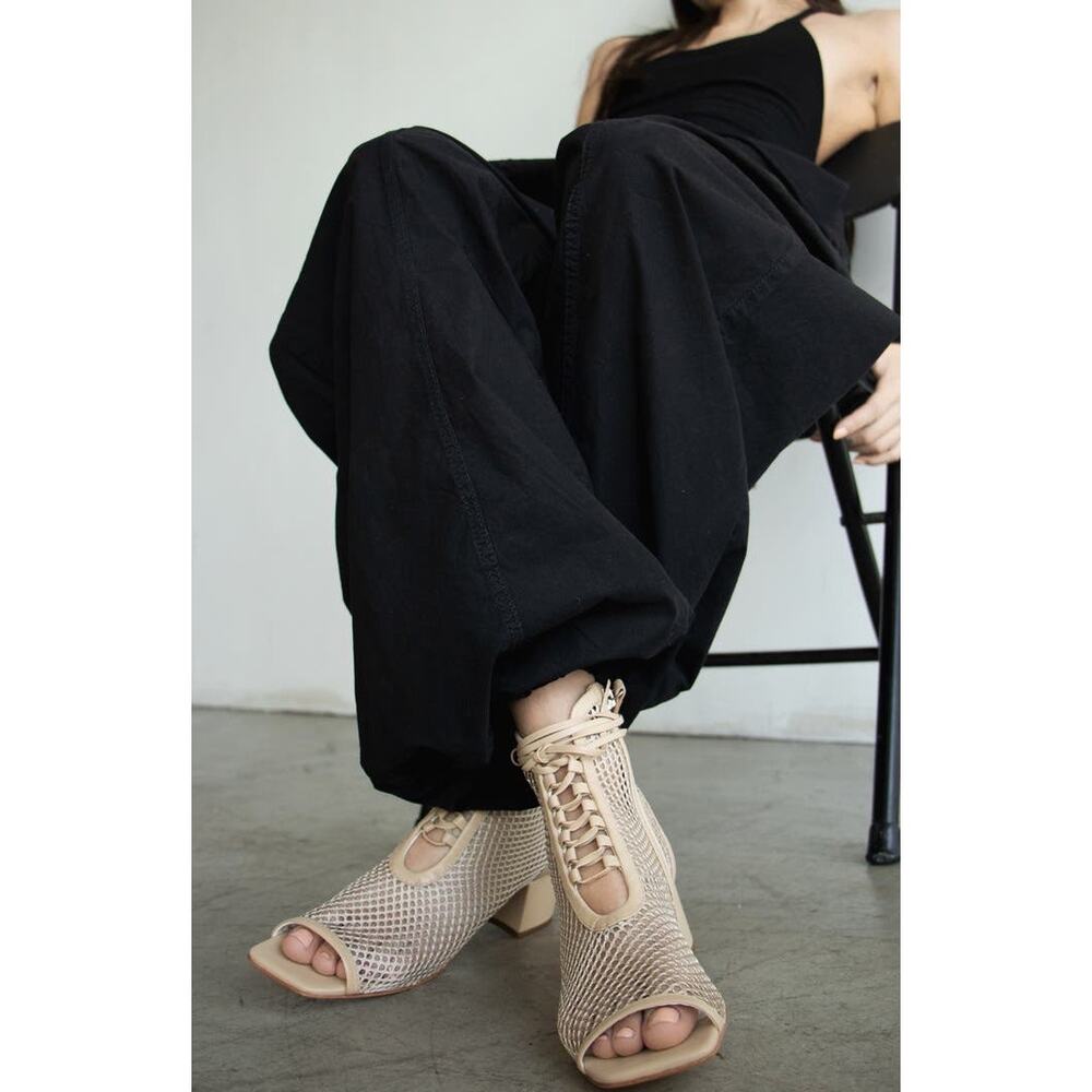 Daniella Sheval Nola Mesh Lace Leather Open Toe Ankle Boot Beige Nude 36.5 /Us 6 — image 7 of 8